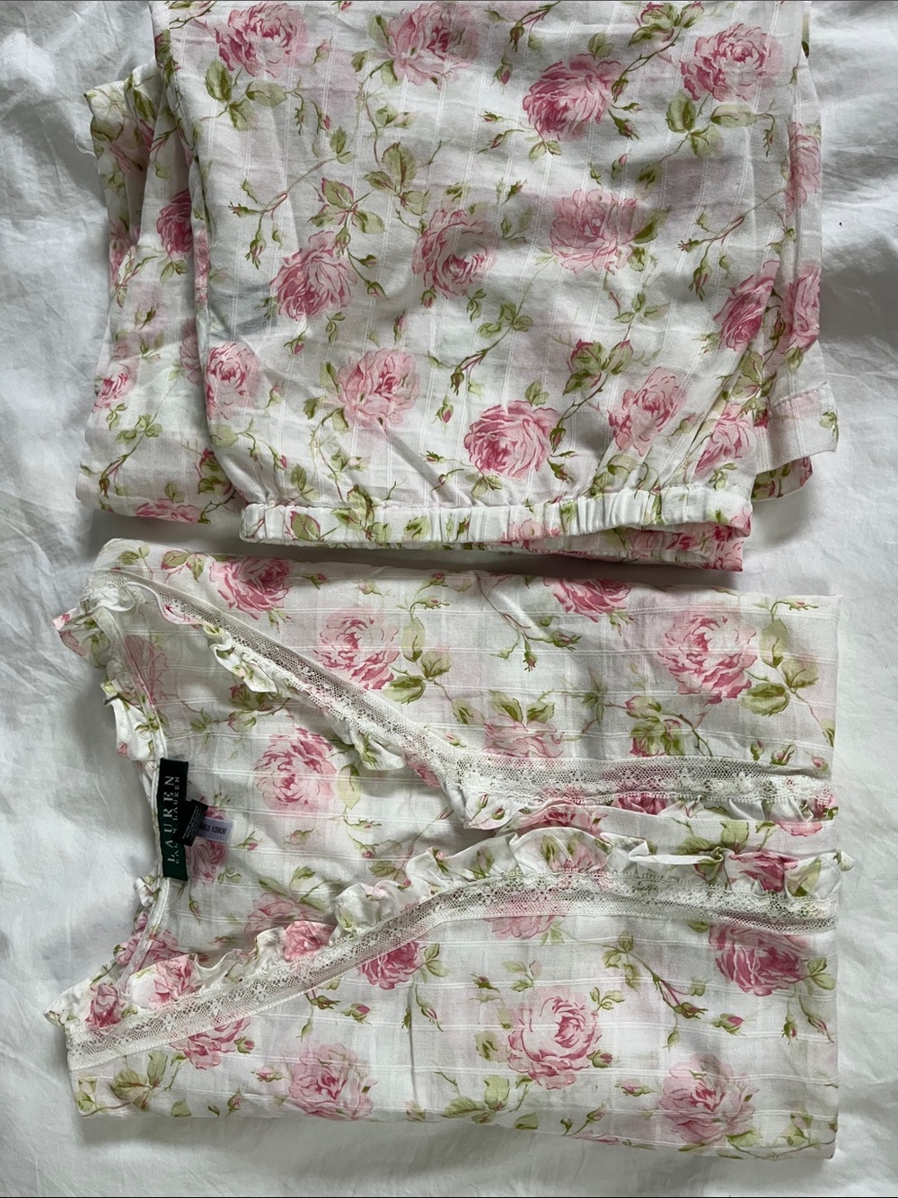 Lauren Ralph Lauren White Floral lace lightweight pajama set size large - Picture 9 of 9